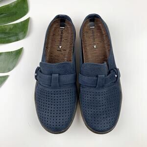 Merrell Around Town Slip On Air Shoes Blue Leather Mules Comfort Women's 9